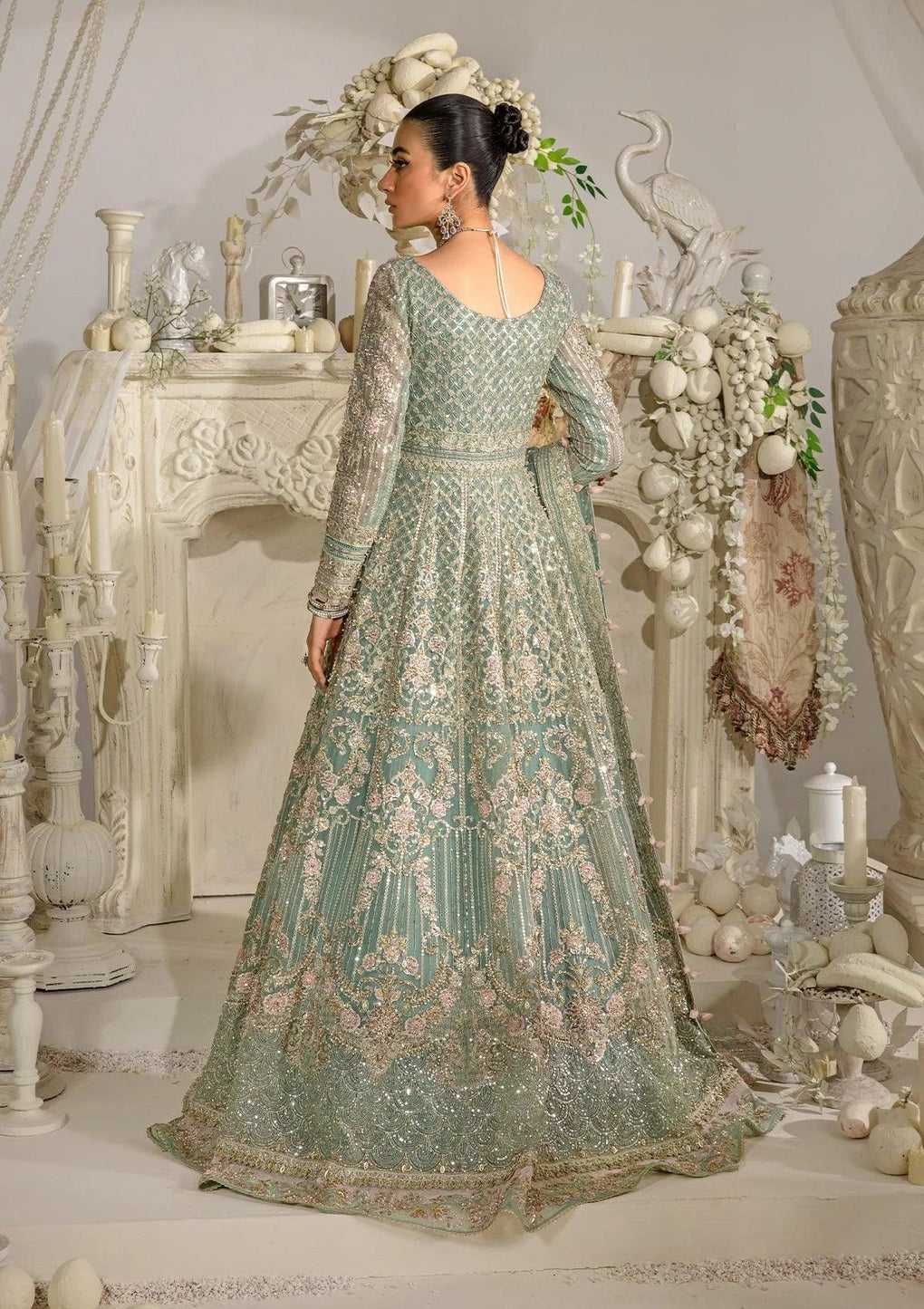 Elaf Premium | Evara Formals 24 | EFE-02 ELSA - Designer Dress with Intricate embroidery and embellishments. Shop elegent wedding dress at Maria Faisal.