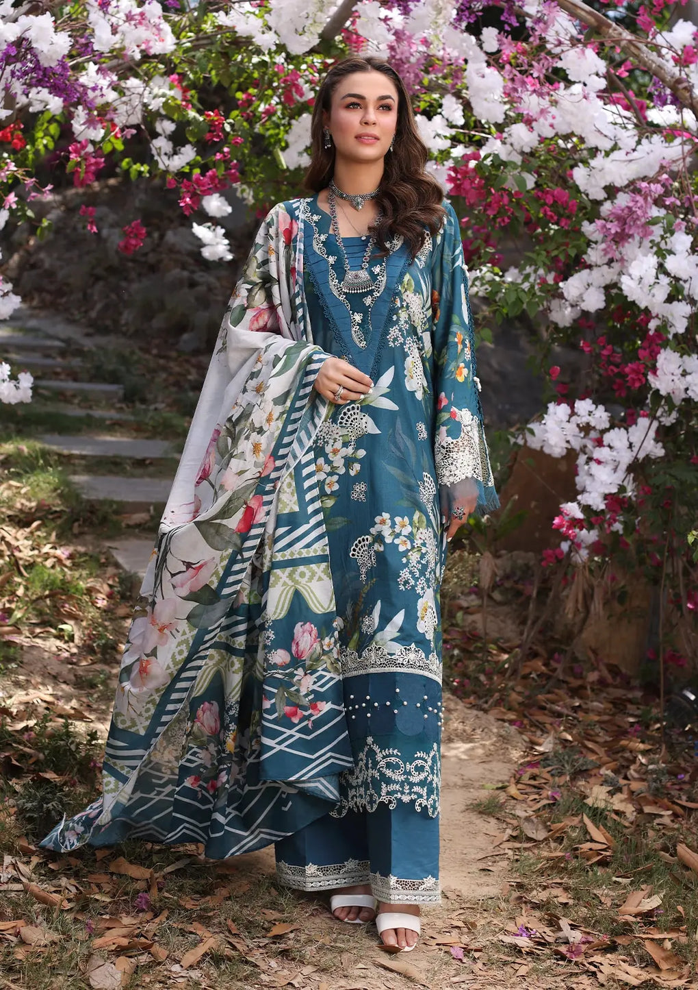Elaf Premium | Prints Chikankari 24 | 02B SERENITA - Waniyas