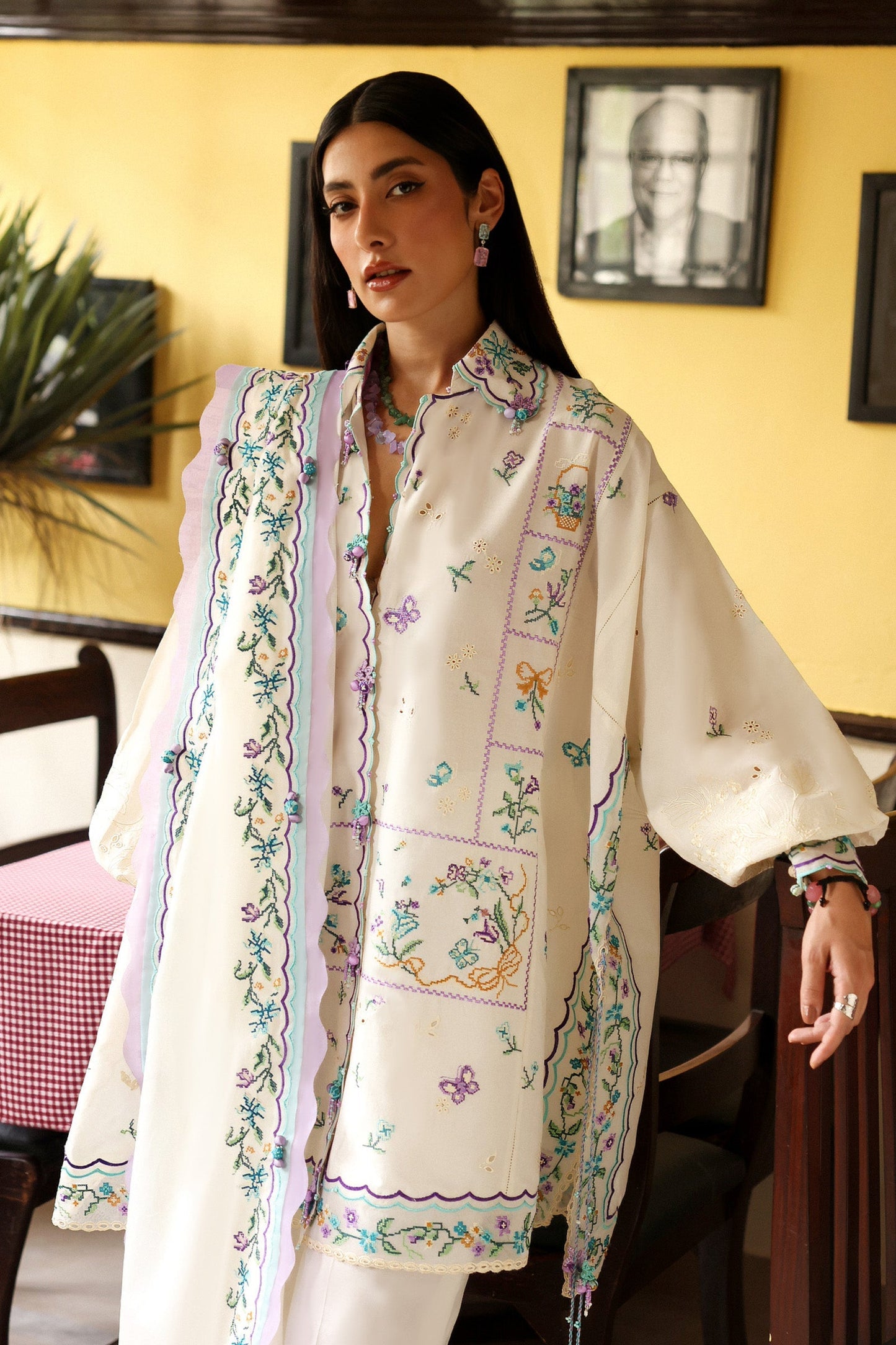 Zaha | Festive Lawn 26 | GHOST ORCHID WHISPER (ZF26-07) - Luxury Dress - available at Maria Faisal in UK and USA.