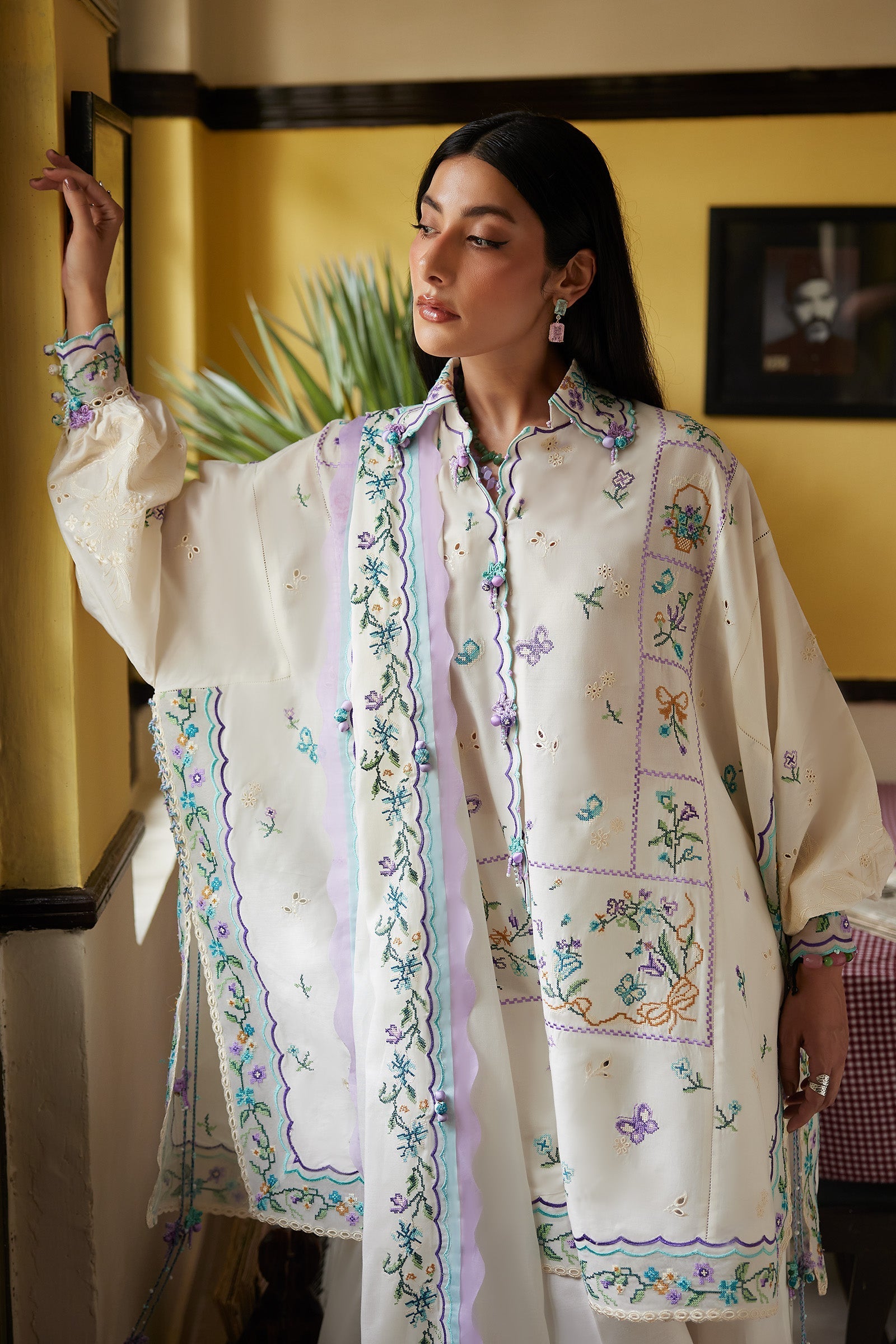 Zaha | Festive Lawn 26 | GHOST ORCHID WHISPER (ZF26-07) - Luxury Dress - available at Maria Faisal in UK and USA.