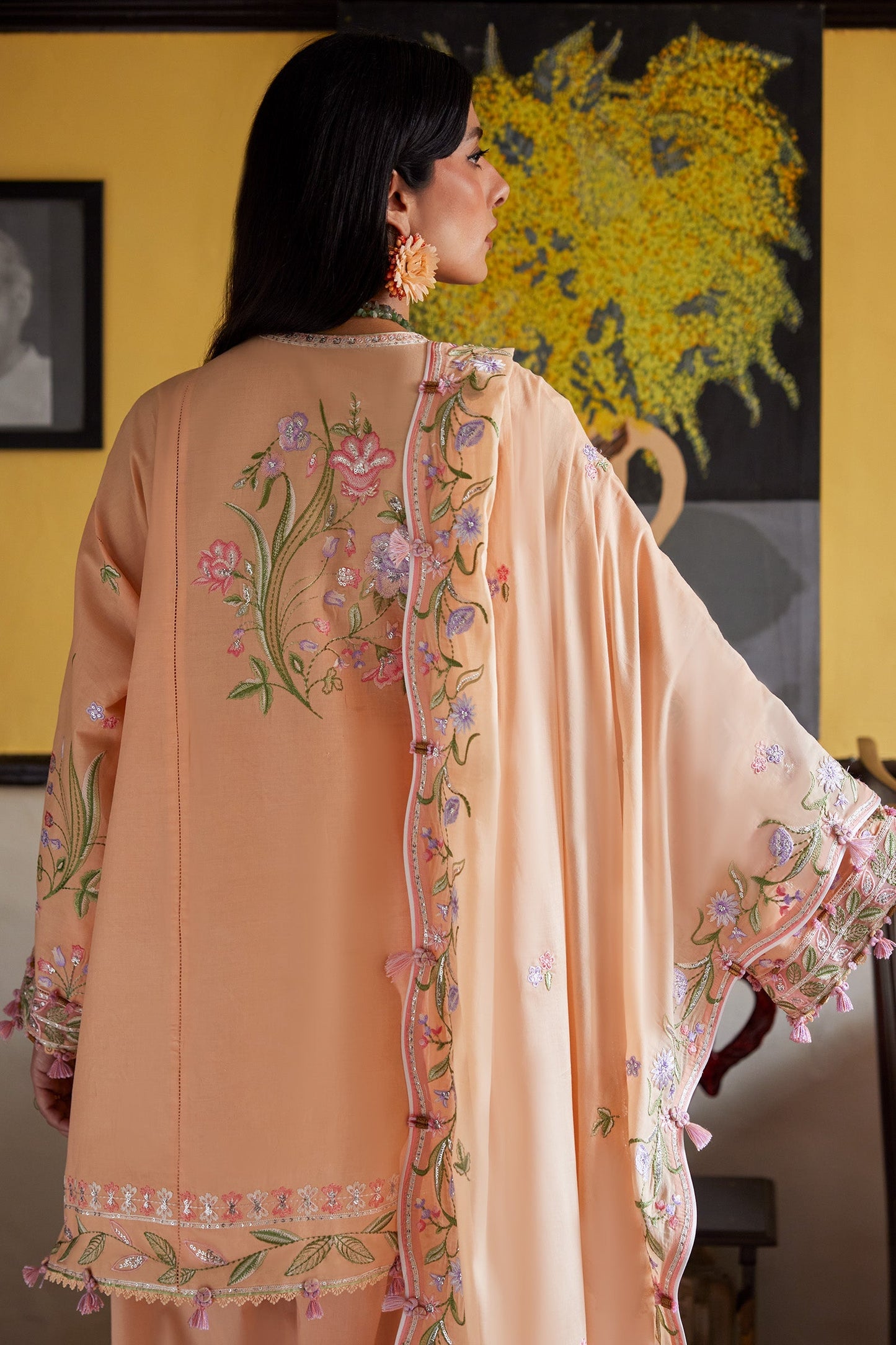 Zaha | Festive Lawn 26 | APRICOT MALLOW BLOOM (ZF26-09) - Luxury Dress - available at Maria Faisal in UK and USA.