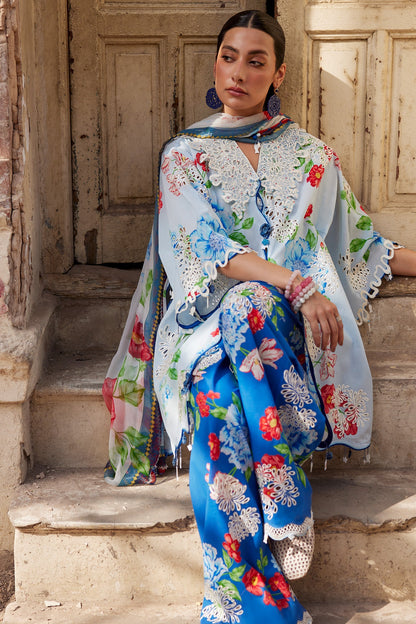 Zaha | Festive Lawn 26 | BLUE POPPY (ZF26-02) - Luxury Dress - available at Maria Faisal in UK and USA.
