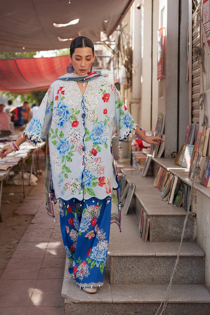 Zaha | Festive Lawn 26 | BLUE POPPY (ZF26-02) - Luxury Dress - available at Maria Faisal in UK and USA.