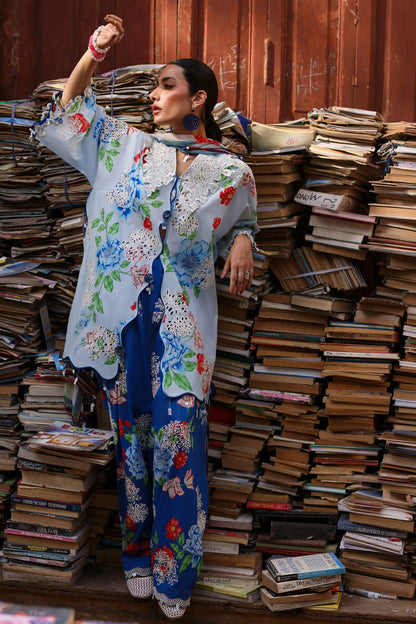 Zaha | Festive Lawn 26 | BLUE POPPY (ZF26-02) - Luxury Dress - available at Maria Faisal in UK and USA.