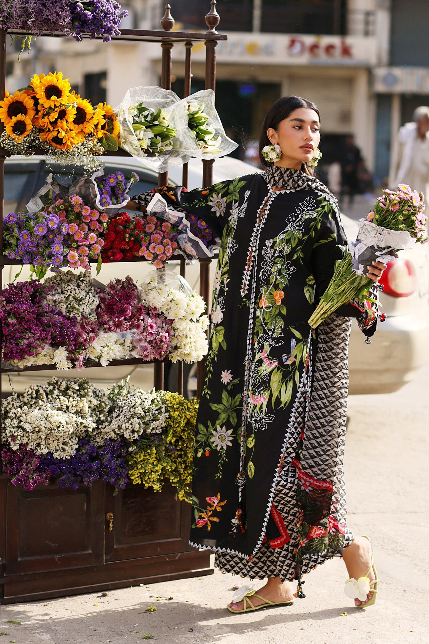 Zaha | Festive Lawn 26 | MIDNIGHT BLOOM (ZF26-04) - Luxury Dress - available at Maria Faisal in UK and USA.