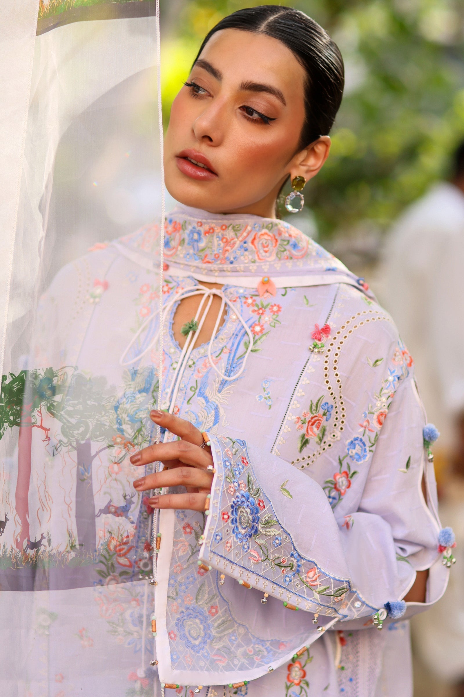 Zaha | Festive Lawn 26 | PERIWINKLE MUSE (ZF26-11) - Luxury Dress - available at Maria Faisal in UK and USA.