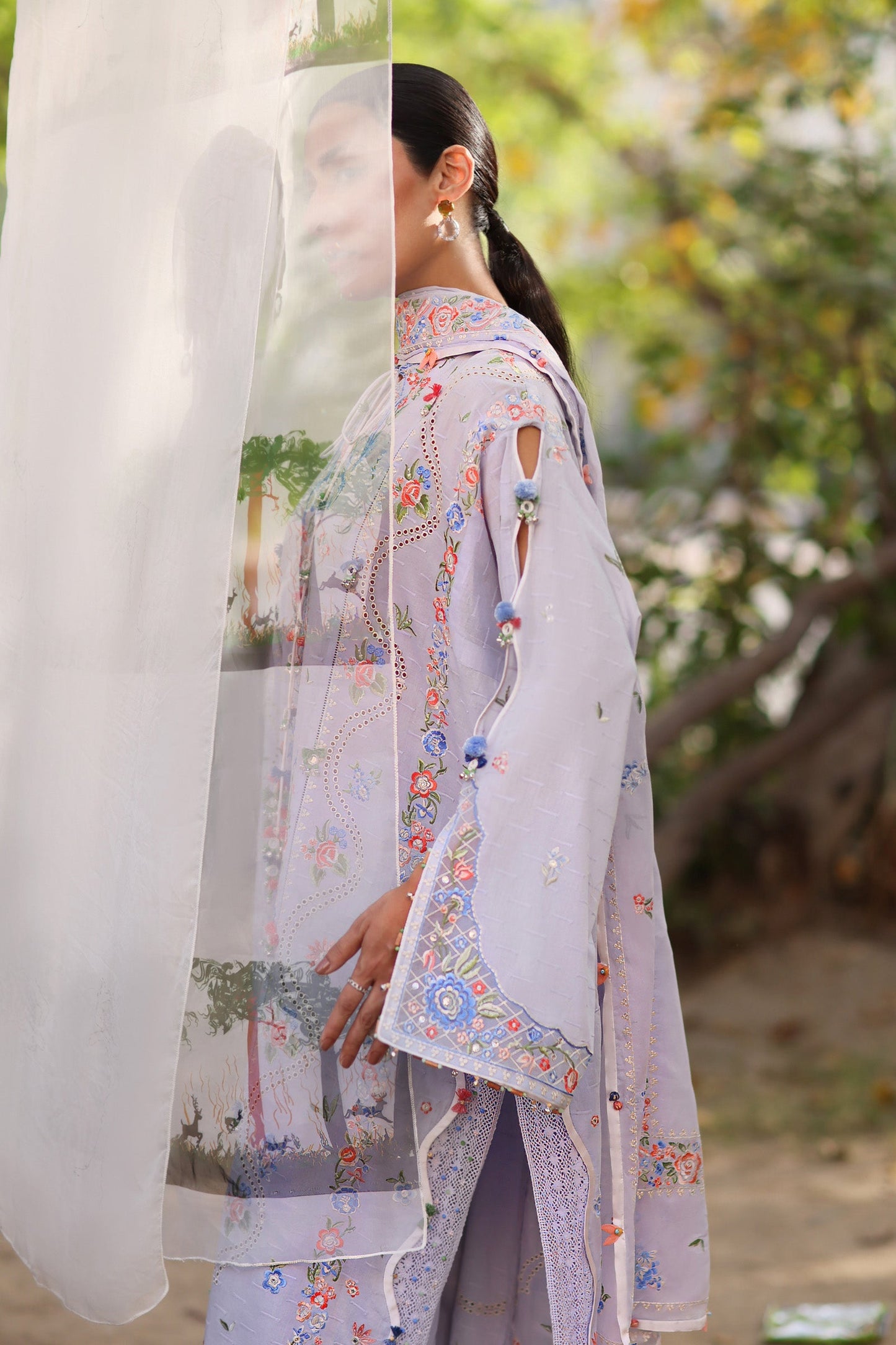 Zaha | Festive Lawn 26 | PERIWINKLE MUSE (ZF26-11) - Luxury Dress - available at Maria Faisal in UK and USA.