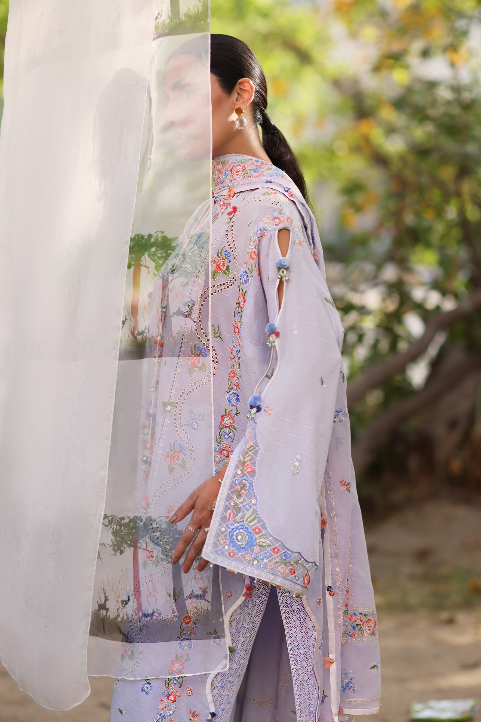 Zaha | Festive Lawn 26 | PERIWINKLE MUSE (ZF26-11) - Luxury Dress - available at Maria Faisal in UK and USA.