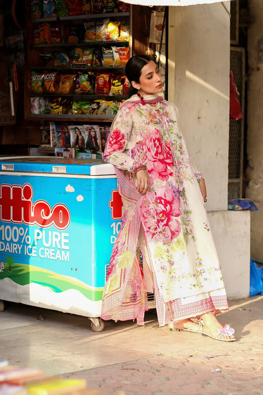 Zaha | Festive Lawn 26 | PINK MINK FROLIC (ZF26-05) - Luxury Dress - available at Maria Faisal in UK and USA.