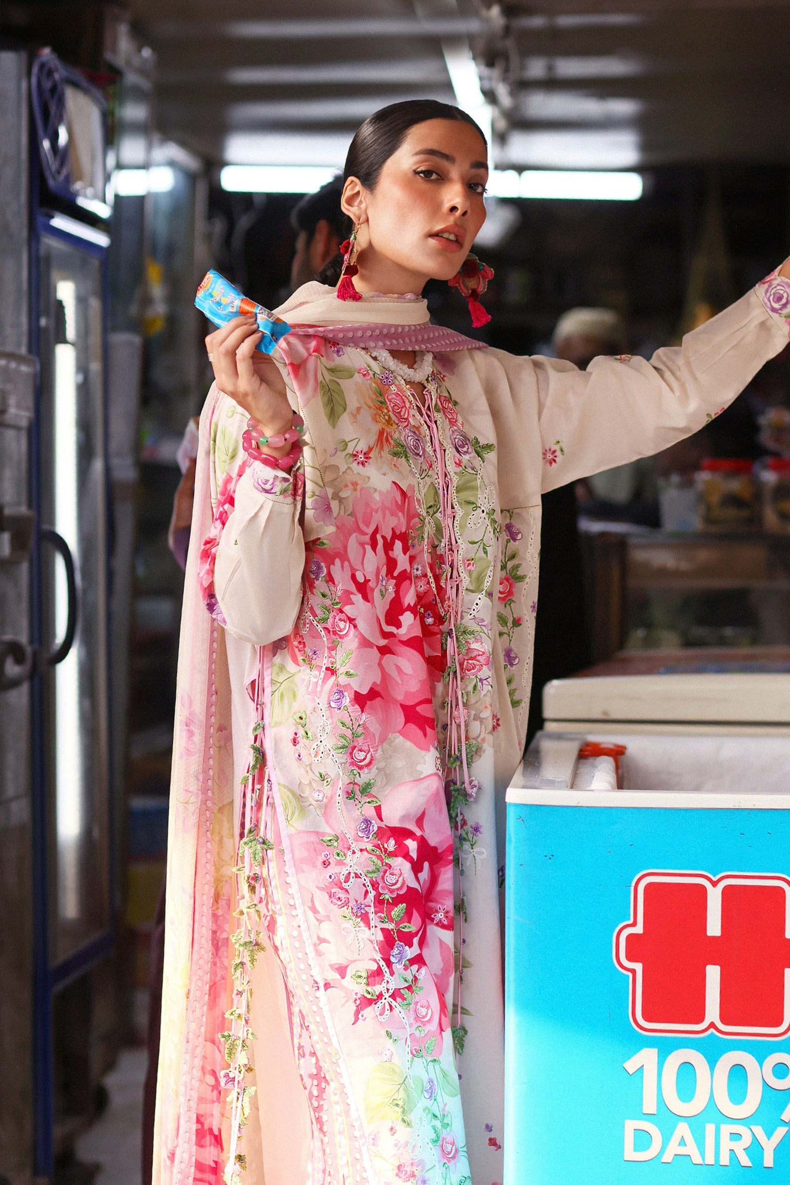 Zaha | Festive Lawn 26 | PINK MINK FROLIC (ZF26-05) - Luxury Dress - available at Maria Faisal in UK and USA.