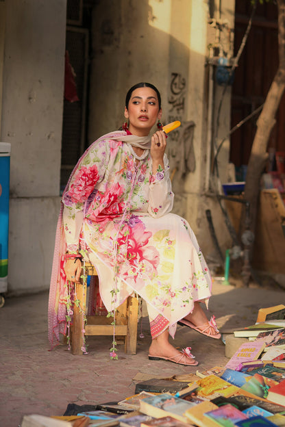 Zaha | Festive Lawn 26 | PINK MINK FROLIC (ZF26-05) - Luxury Dress - available at Maria Faisal in UK and USA.