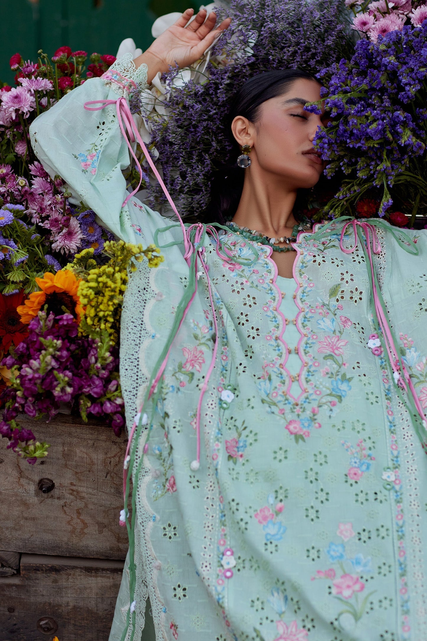 Zaha | Festive Lawn 26 | JADE VINE REVERIE (ZF26-12) - Luxury Dress - available at Maria Faisal in UK and USA.
