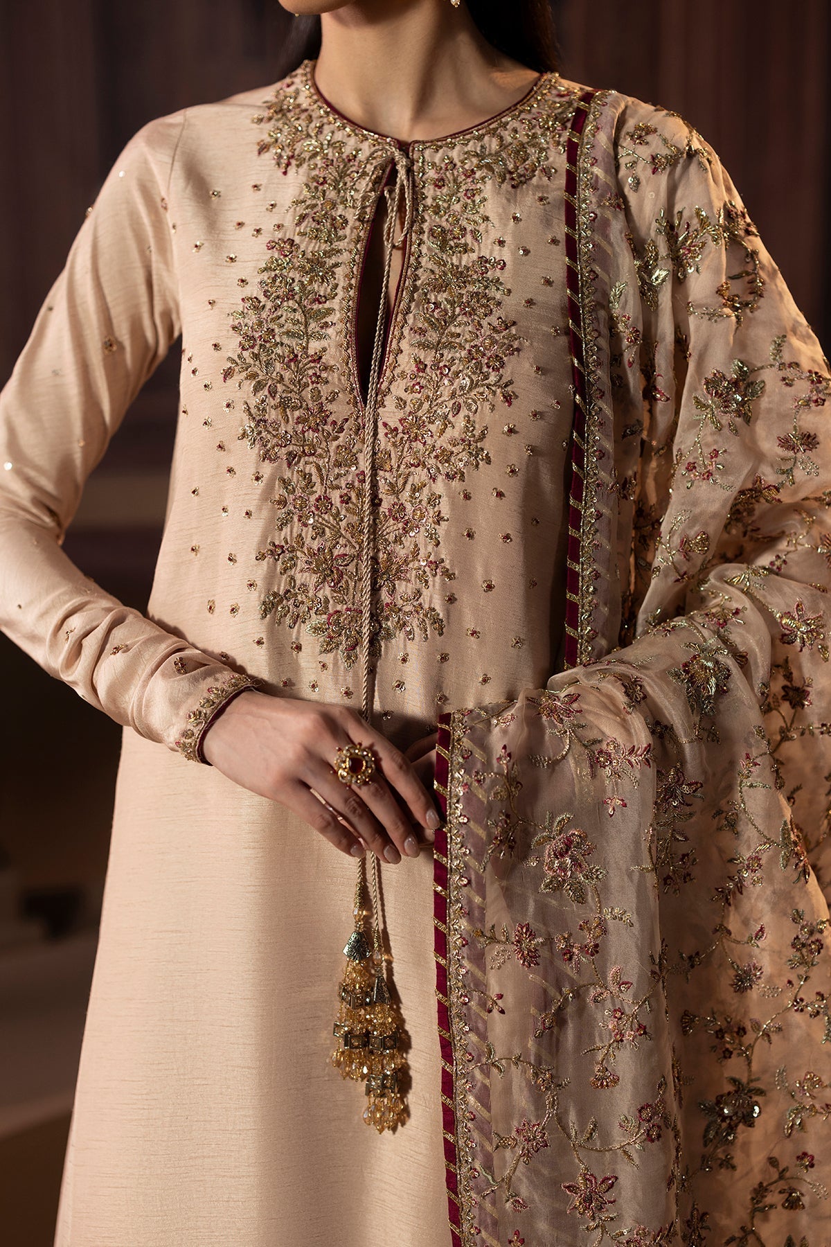 Mina Kashif | Zaib Formals | Mehrunisa - Formal Dress - available at Maria Faisal in UK and USA.