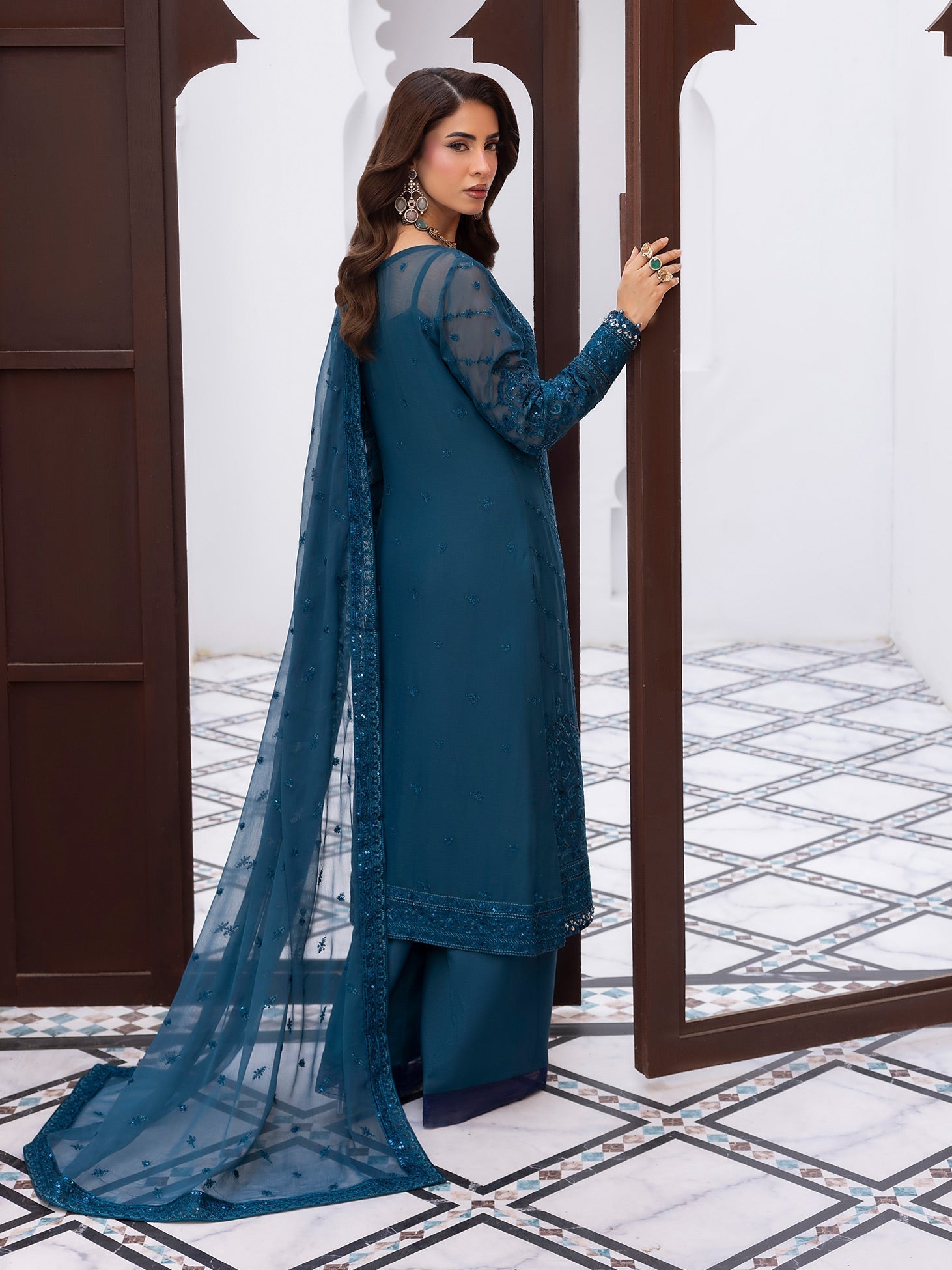 Gulaal | Maeri Luxury Chiffon 26 | Mist - Formal Dress - available at Maria Faisal in UK and USA.