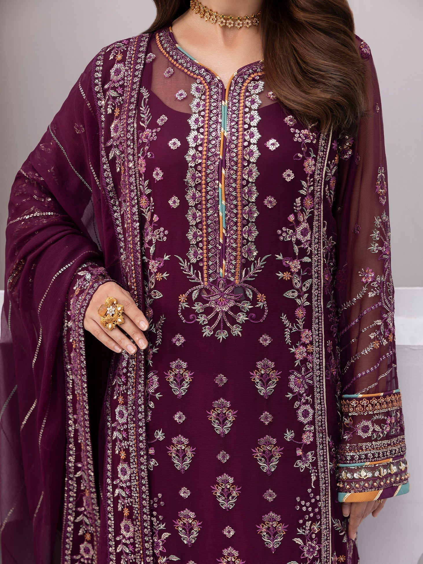 Gulaal | Maeri Luxury Chiffon 26 | Etincelle - Formal Dress - available at Maria Faisal in UK and USA.