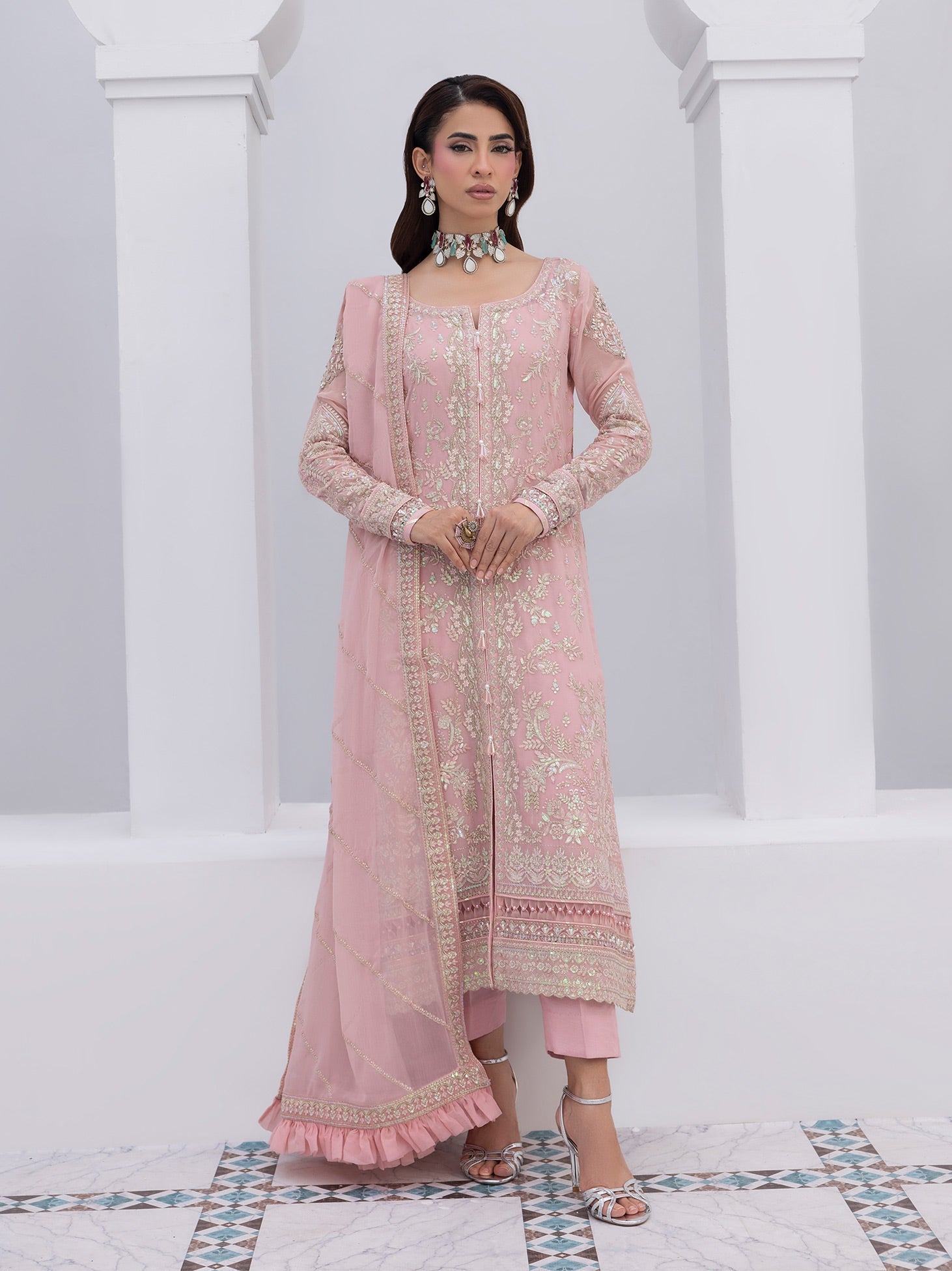 Gulaal | Maeri Luxury Chiffon 26 | Perle - Formal Dress - available at Maria Faisal in UK and USA.