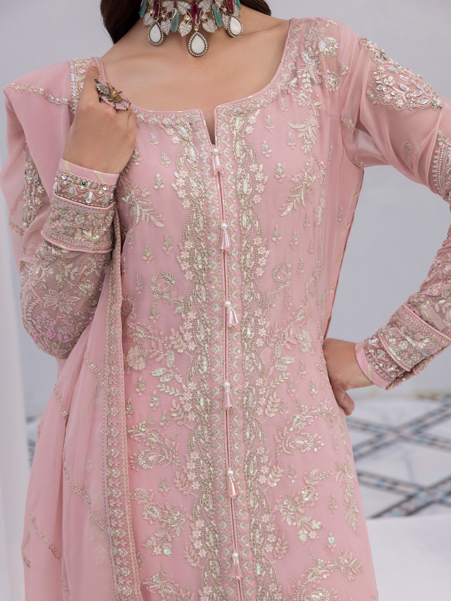 Gulaal | Maeri Luxury Chiffon 26 | Perle - Formal Dress - available at Maria Faisal in UK and USA.