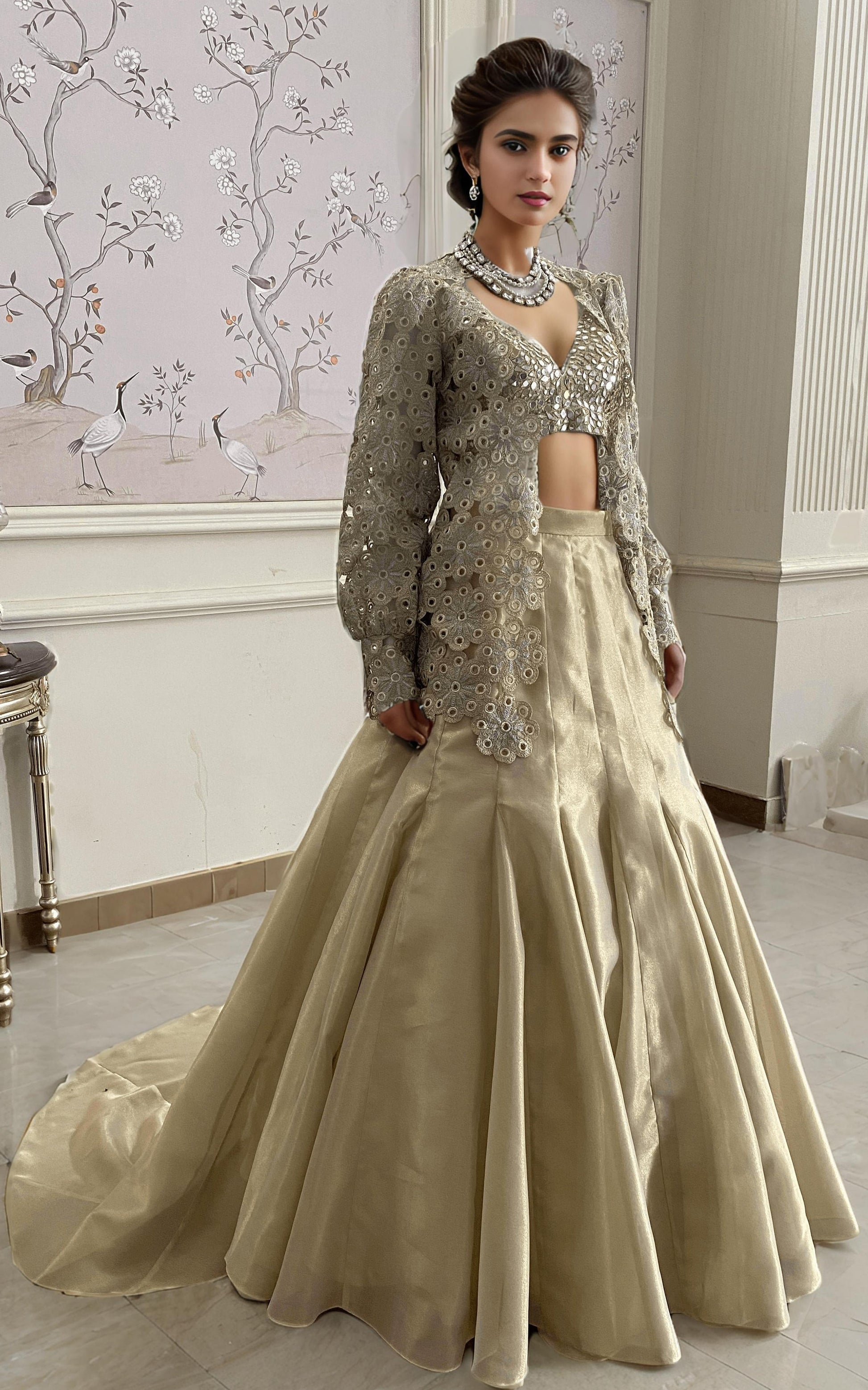 Threads and Motifs | Formal Dresses 25 | EMBRIODERED JACKET WITH BLOUSE AND SKIRT - Ladies Clothes - Maria Faisal