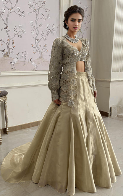 Threads and Motifs | Formal Dresses 25 | EMBRIODERED JACKET WITH BLOUSE AND SKIRT - Ladies Clothes - Maria Faisal