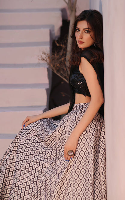 Threads and Motifs | Formal Dresses 25 | Sequins Blouse With Printed Lehenga And Dupatta