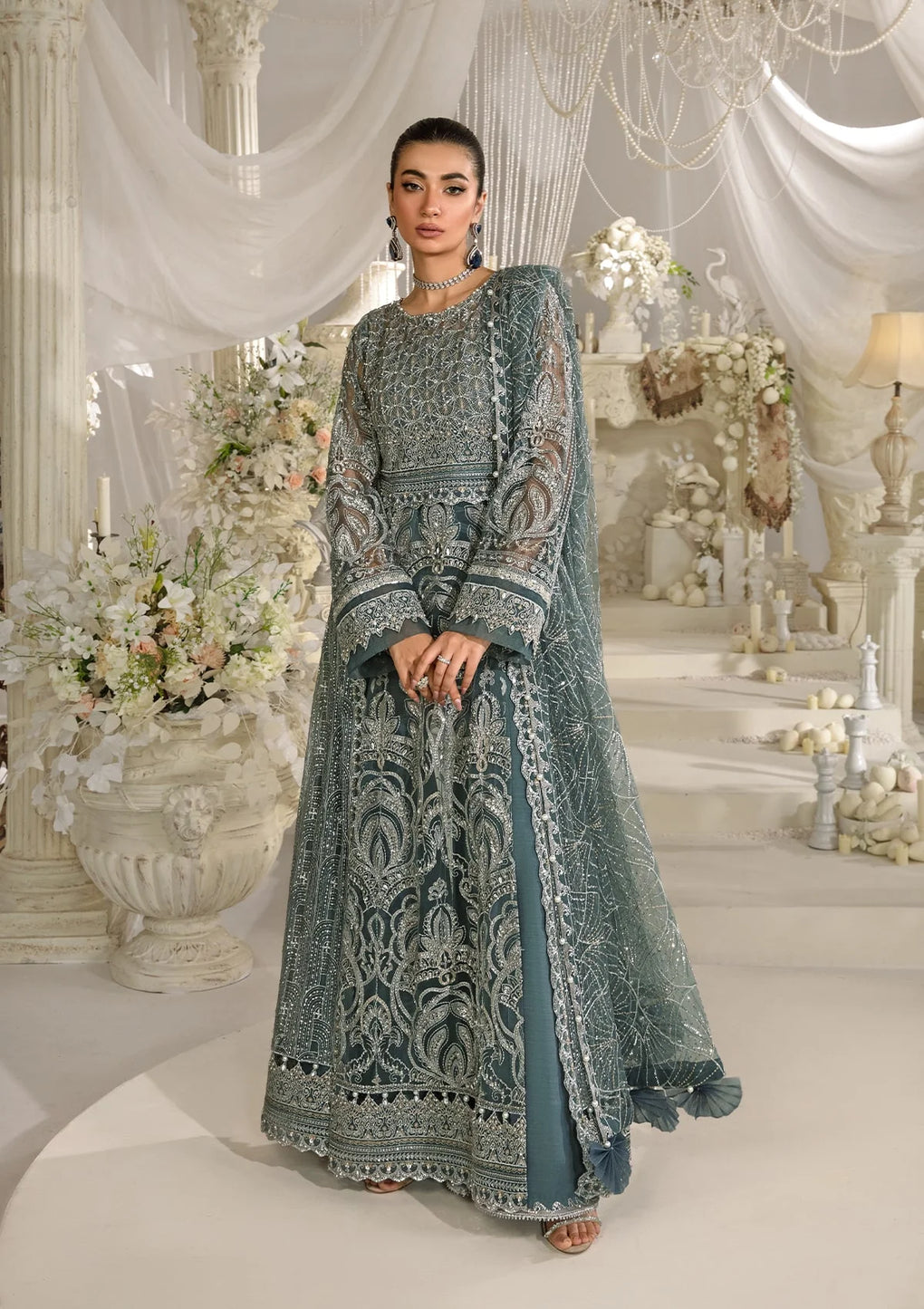Elaf Premium | Evara Formals 24 | EFE-08 NIRVANA - Designer Dress with Intricate embroidery and embellishments. Shop elegent wedding dress at Maria Faisal.