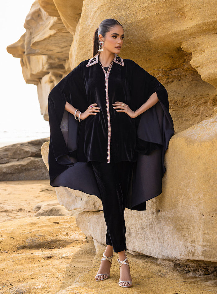 Zainab Chottani | The Kaftan Edit | Black Plum - Formal Dress - available at Maria Faisal in UK and USA.