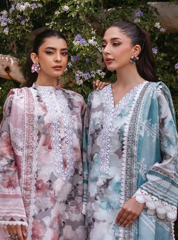 Zainab Chottani | Tahra Lawn 24 | ZINNIA - D 3A - Designer Dress with Intricate embroidery and embellishments. Shop elegent wedding dress at Maria Faisal.