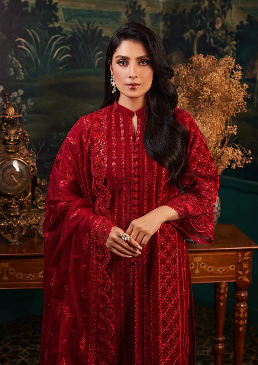 Zainab Chottani | Embroidered Velvet | SURKH D-05 - Ladies Clothes - Maria Faisal