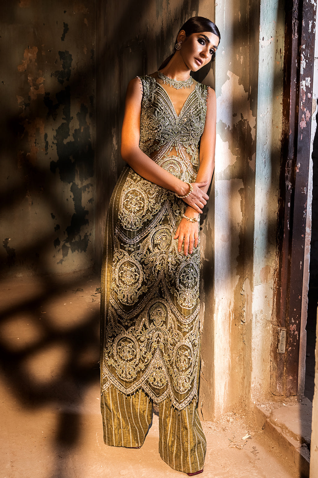 Erum Khan | Dazzling Fiesta | Shamrock - Bridal Dress - available at Maria Faisal in UK and USA.