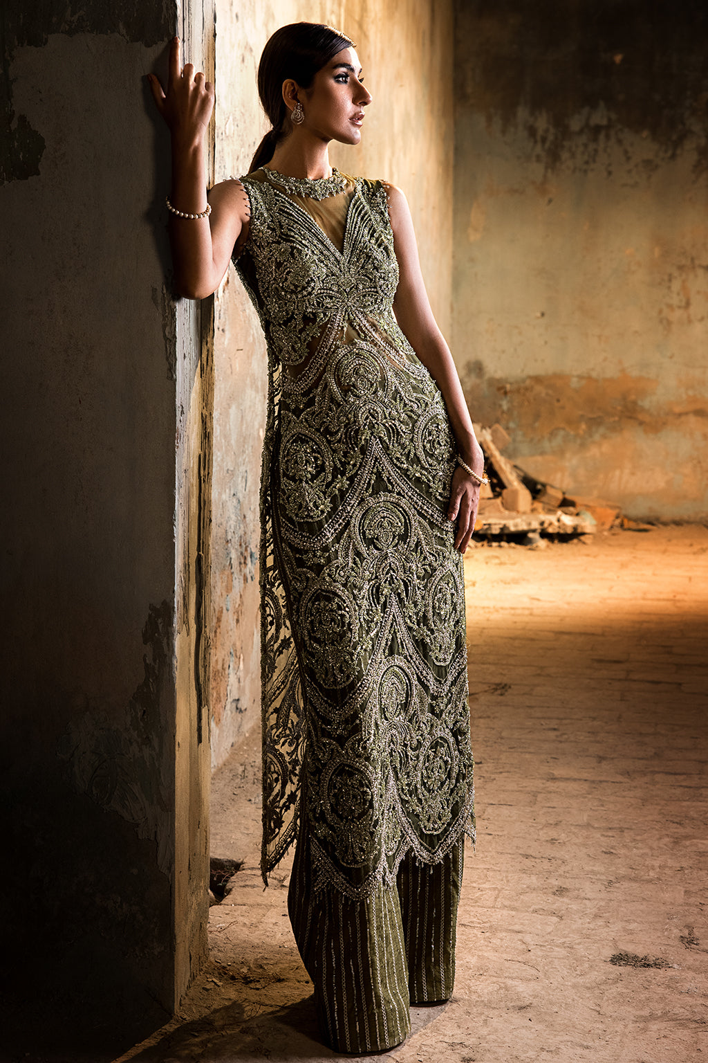 Erum Khan | Dazzling Fiesta | Shamrock - Bridal Dress - available at Maria Faisal in UK and USA.