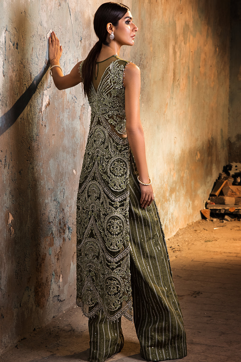 Erum Khan | Dazzling Fiesta | Shamrock - Bridal Dress - available at Maria Faisal in UK and USA.