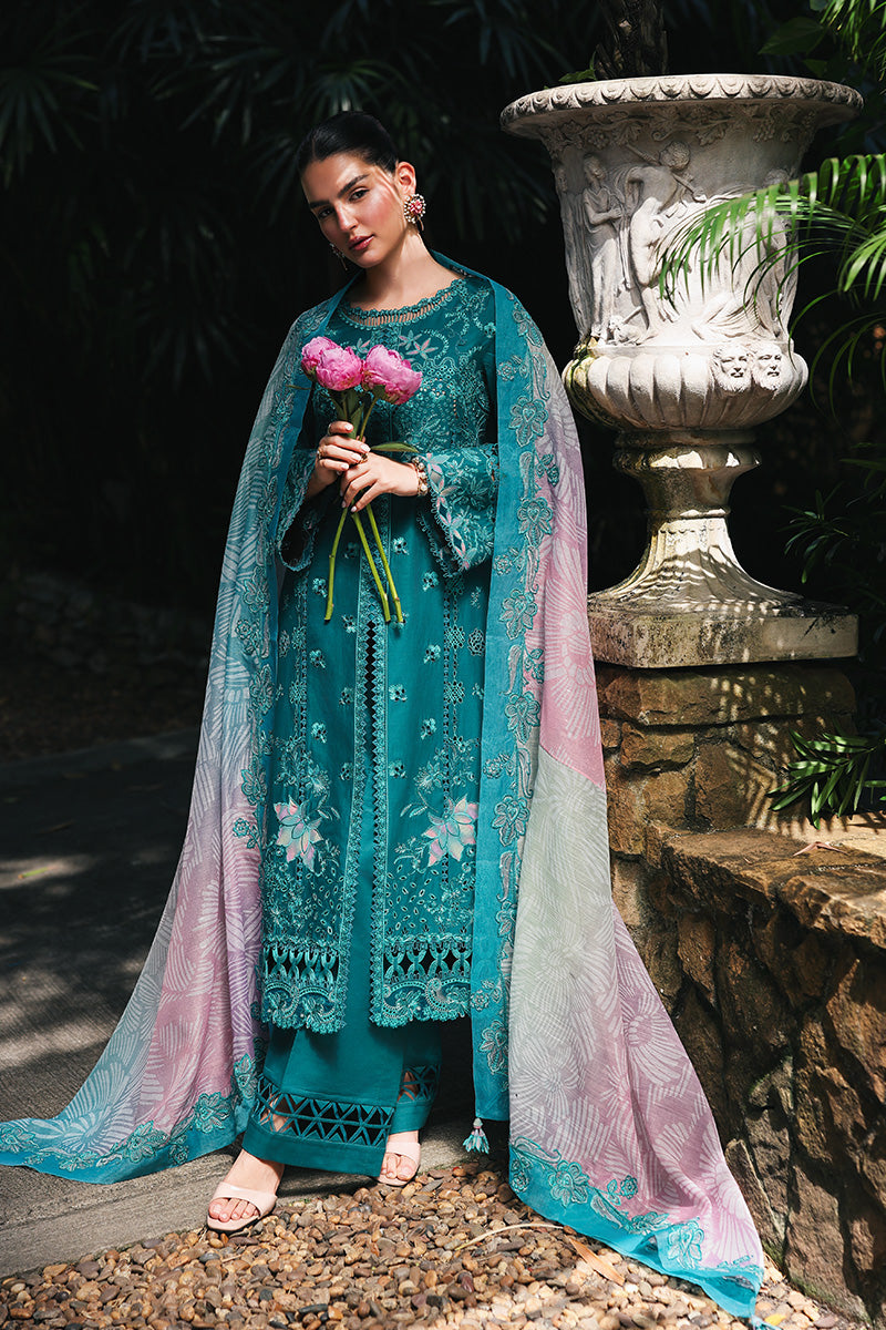 Qalamkar | Q Line Lawn Drop | RP-03 SAPPHIRE - Luxury Dress - available at Maria Faisal in UK and USA.