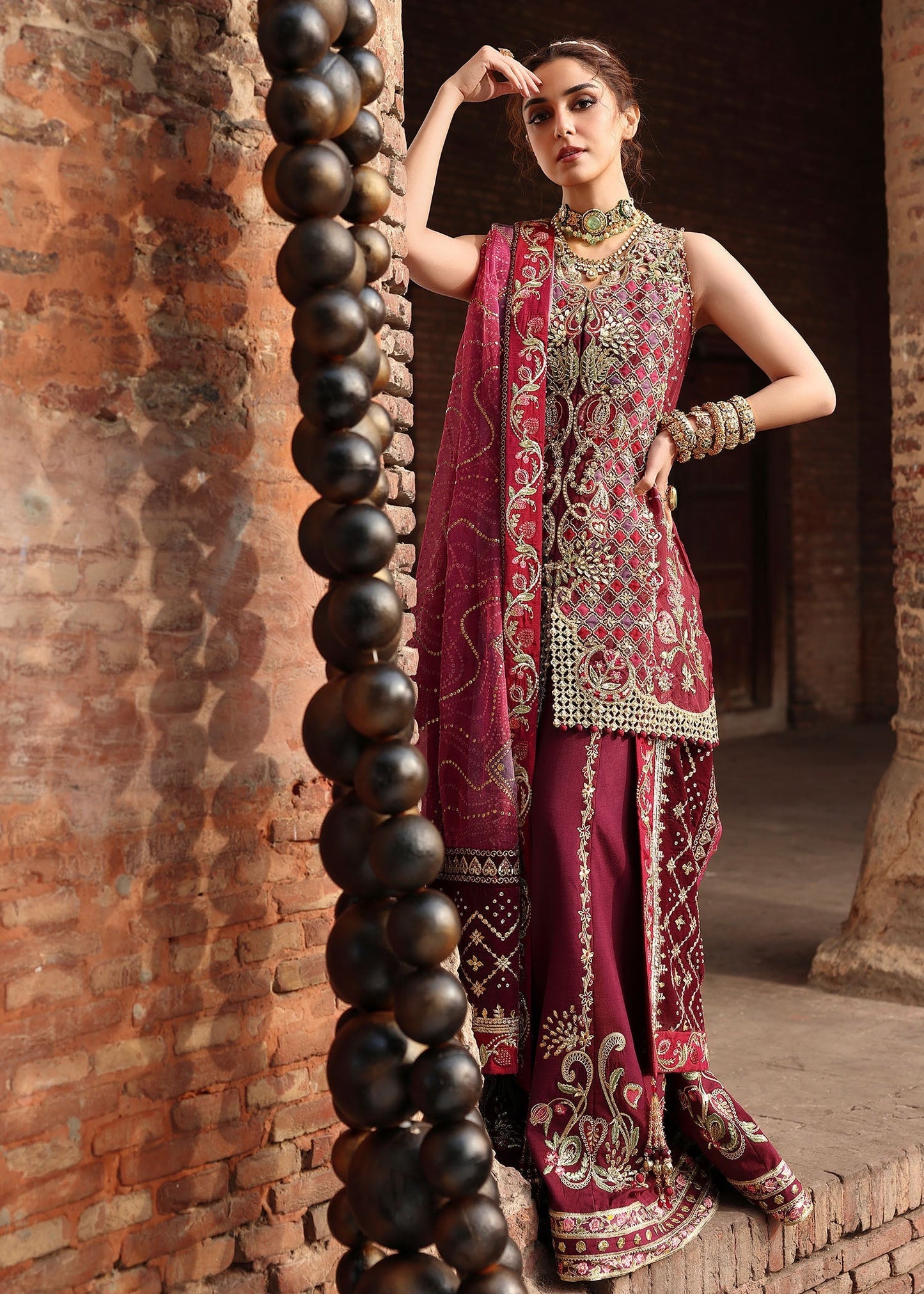 Crimson | Jhilmil Wedding Formals | NAZO - Wedding Dress - available at Maria Faisal in UK and USA.