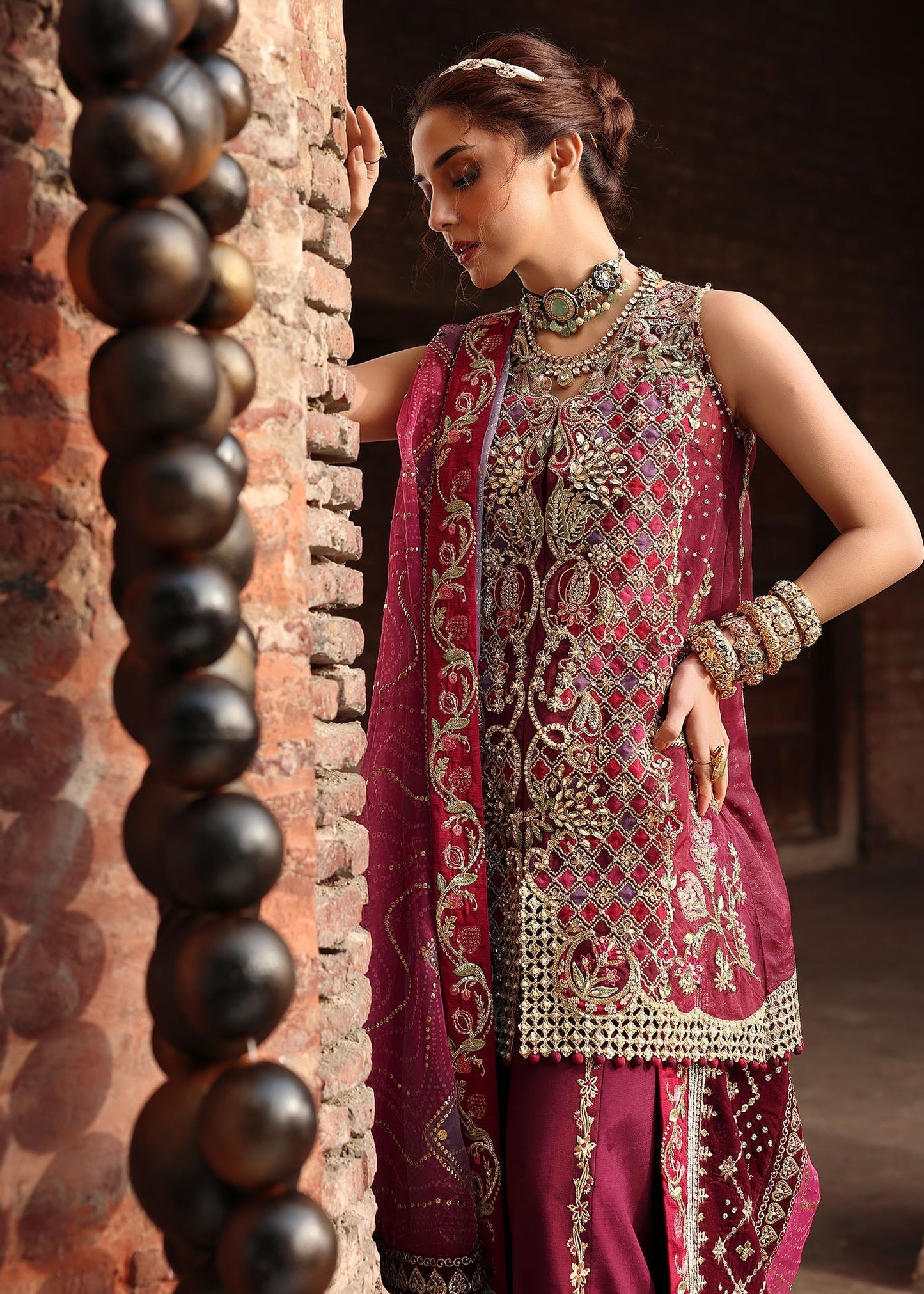 Crimson | Jhilmil Wedding Formals | NAZO - Wedding Dress - available at Maria Faisal in UK and USA.