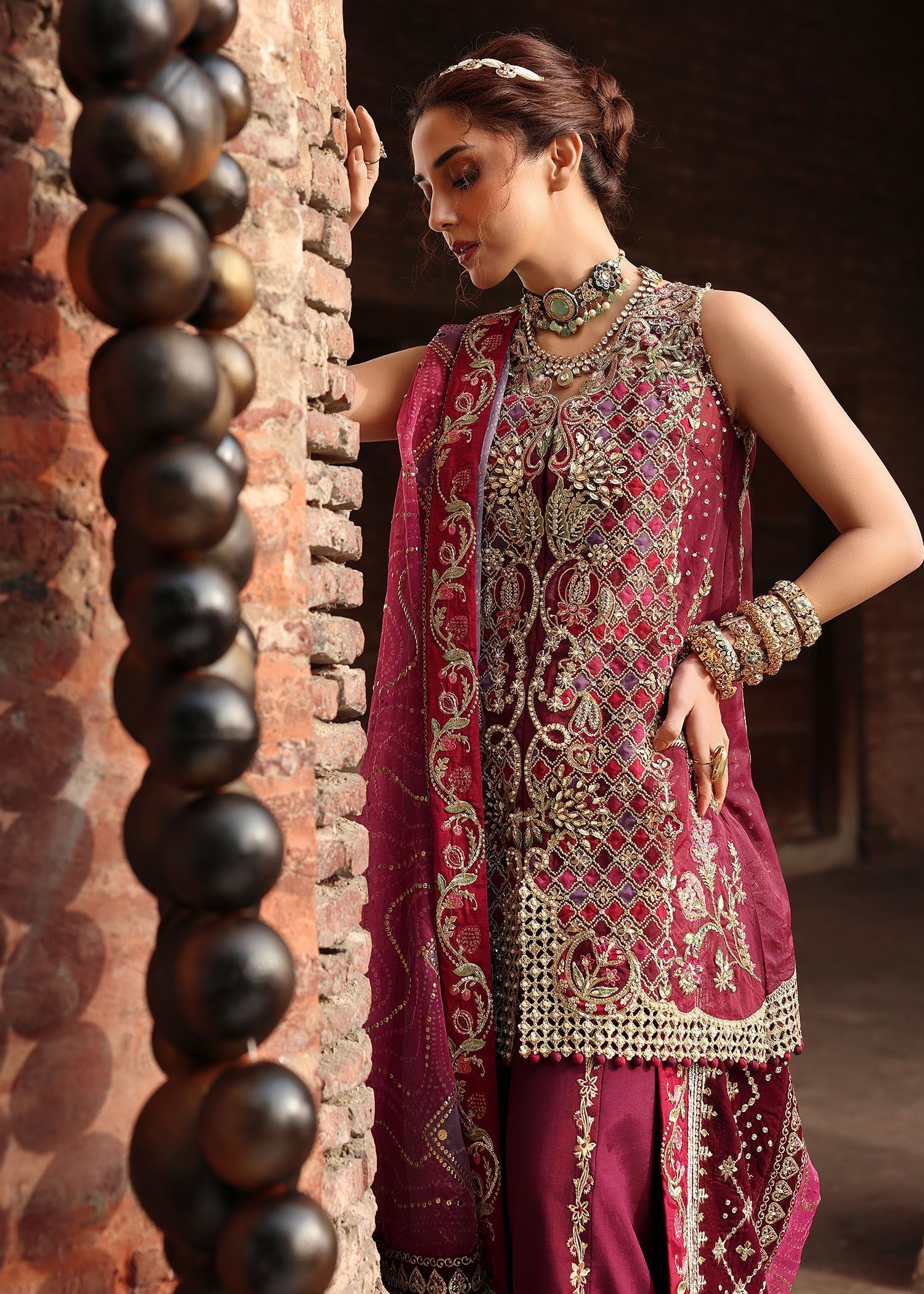 Crimson | Jhilmil Wedding Formals | NAZO - Wedding Dress - available at Maria Faisal in UK and USA.