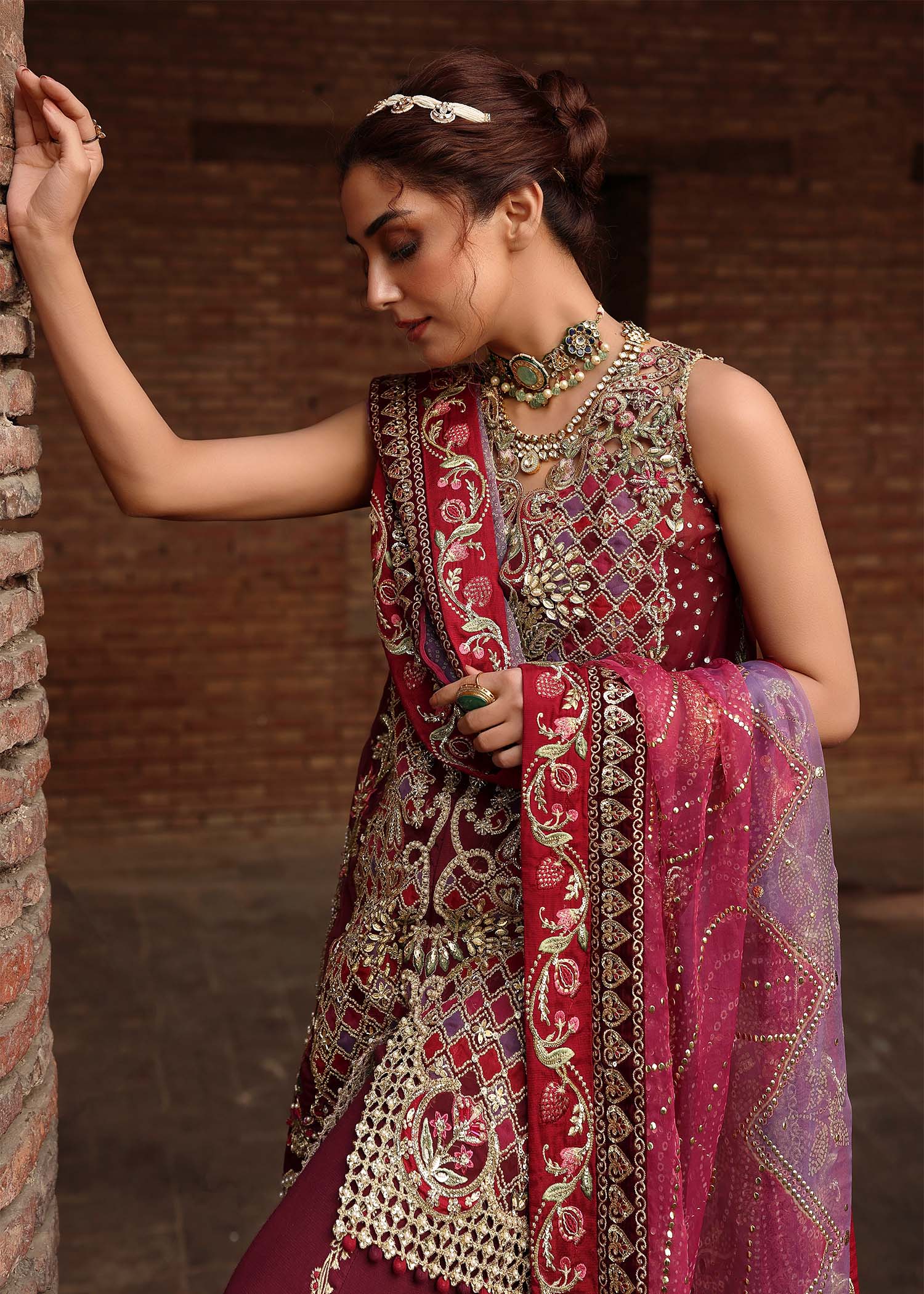 Crimson | Jhilmil Wedding Formals | NAZO - Wedding Dress - available at Maria Faisal in UK and USA.