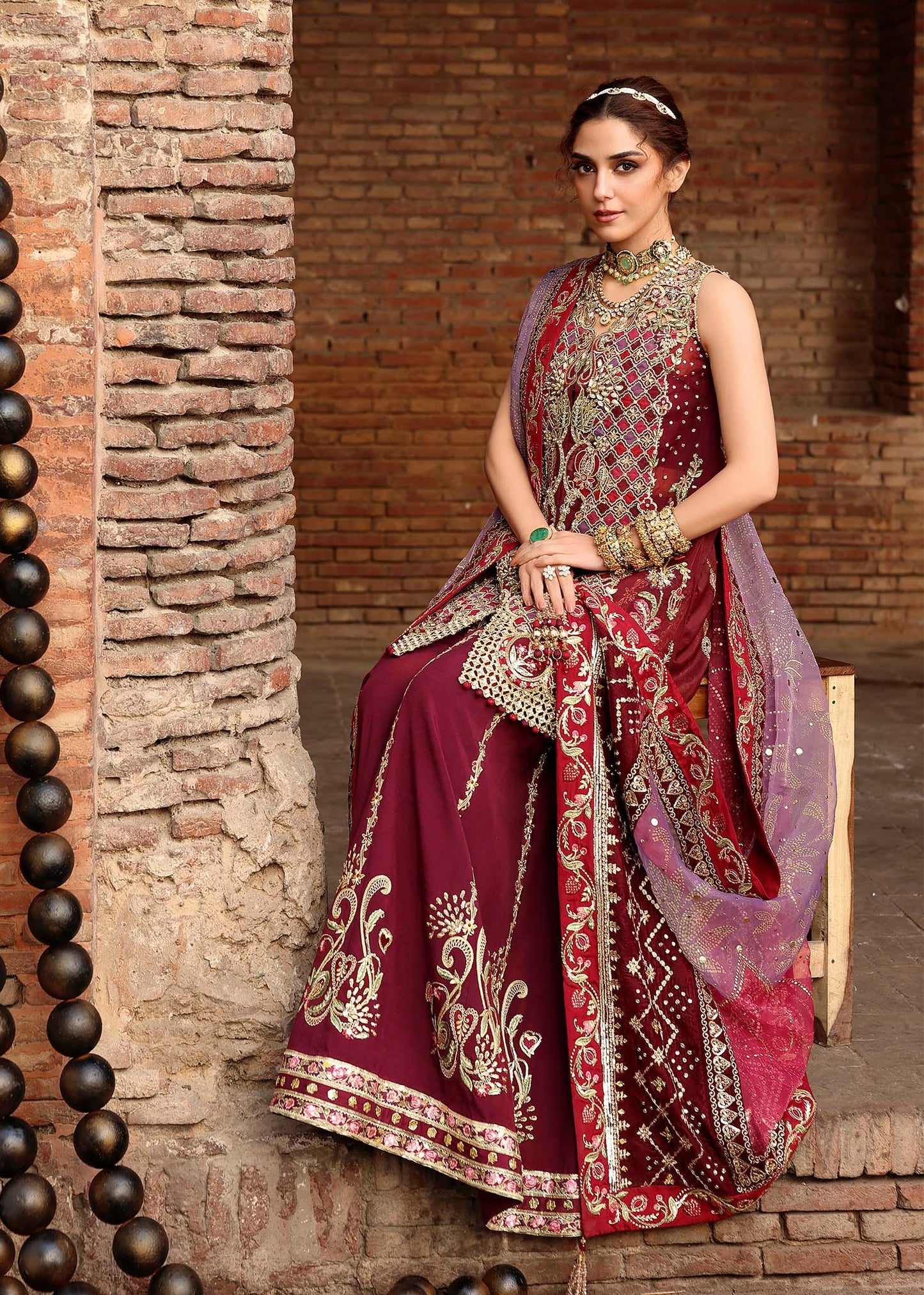 Crimson | Jhilmil Wedding Formals | NAZO - Wedding Dress - available at Maria Faisal in UK and USA.