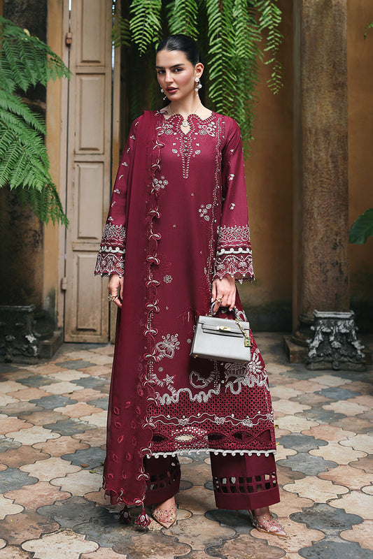 Qalamkar | Q Line Lawn Drop | RP-12 GARNET - Luxury Dress - available at Maria Faisal in UK and USA.