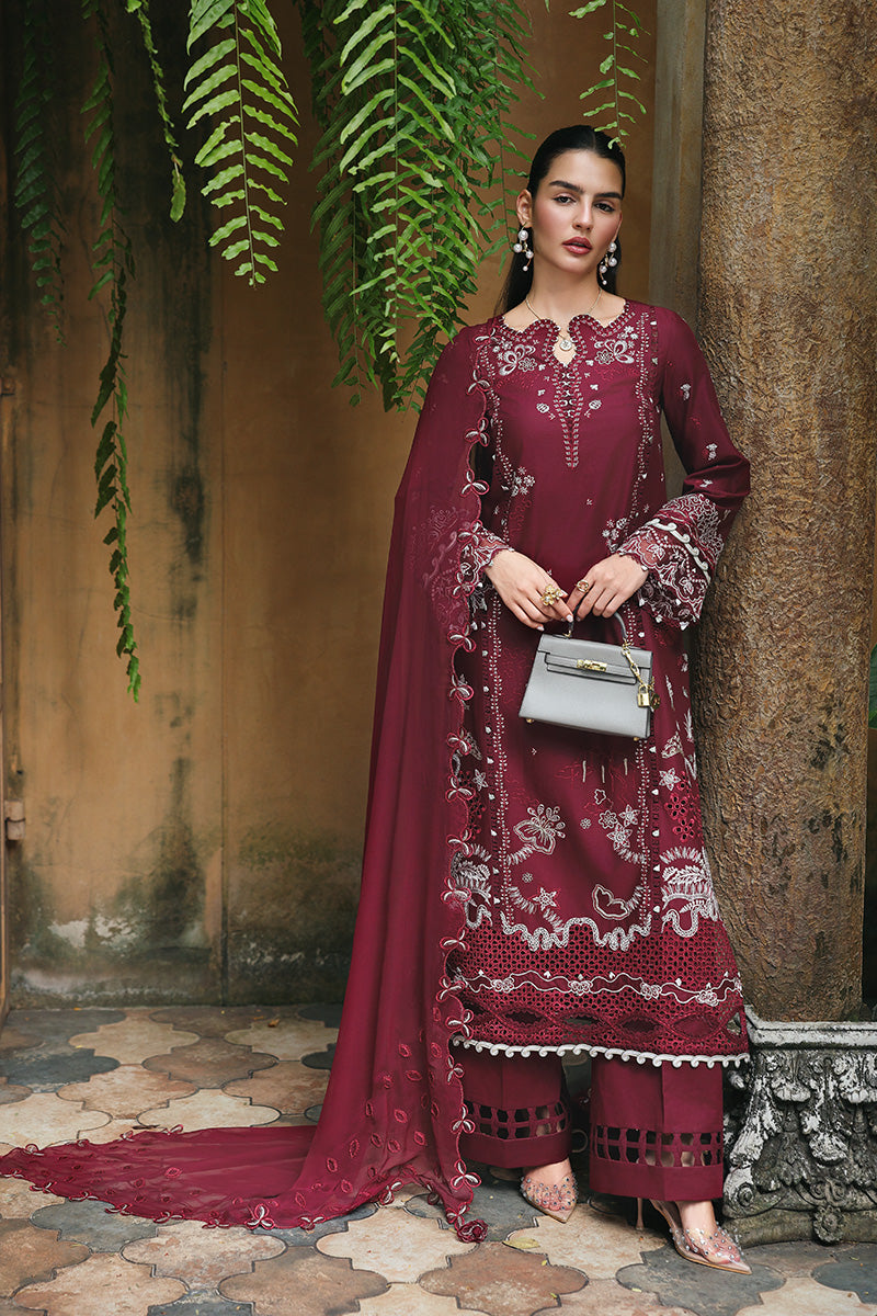 Qalamkar | Q Line Lawn Drop | RP-12 GARNET - Luxury Dress - available at Maria Faisal in UK and USA.