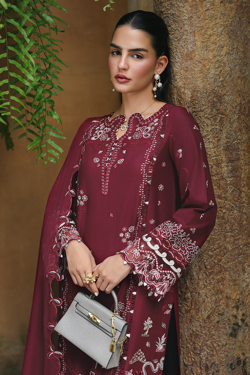Qalamkar | Q Line Lawn Drop | RP-12 GARNET - Luxury Dress - available at Maria Faisal in UK and USA.