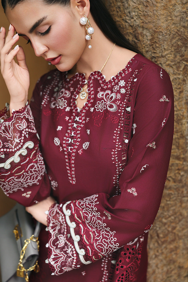 Qalamkar | Q Line Lawn Drop | RP-12 GARNET - Luxury Dress - available at Maria Faisal in UK and USA.