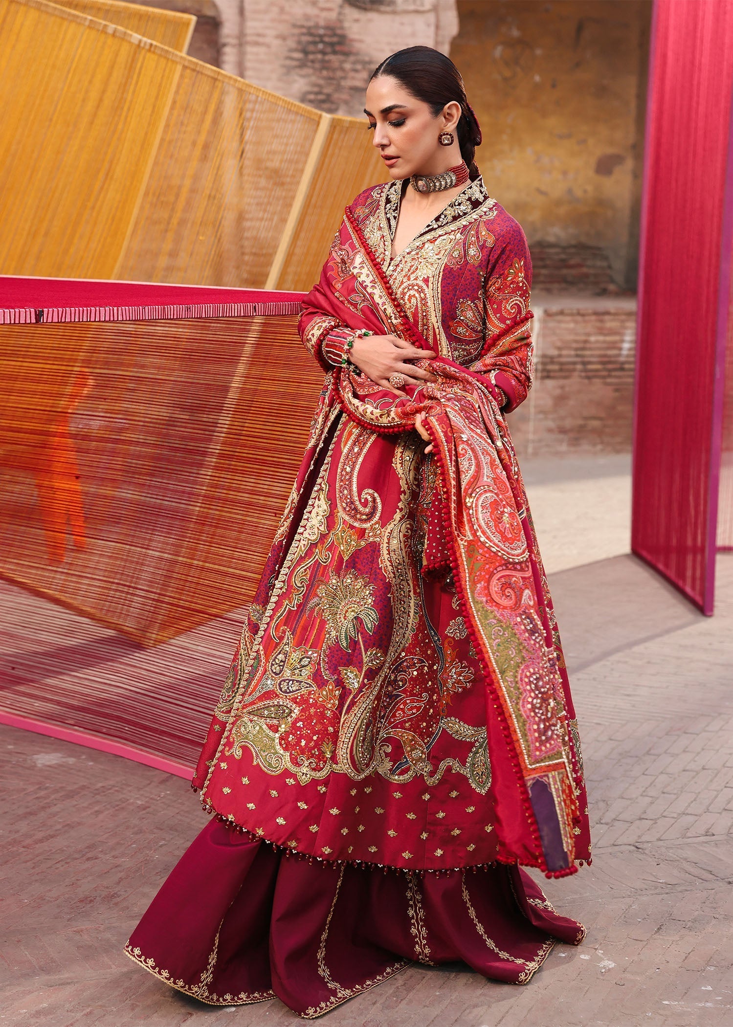 Crimson | Jhilmil Wedding Formals | DAMINI - Wedding Dress - available at Maria Faisal in UK and USA.