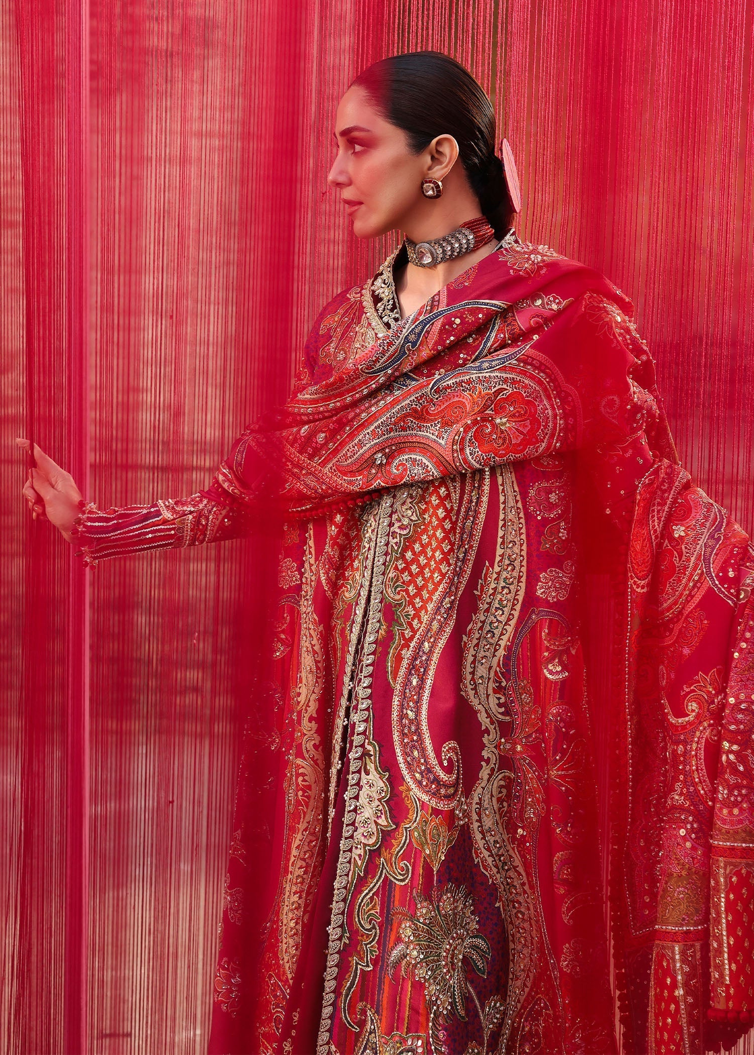 Crimson | Jhilmil Wedding Formals | DAMINI - Wedding Dress - available at Maria Faisal in UK and USA.