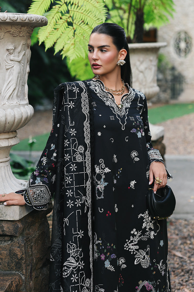Qalamkar | Q Line Lawn Drop | RP-07 OBSIDIAN - Luxury Dress - available at Maria Faisal in UK and USA.