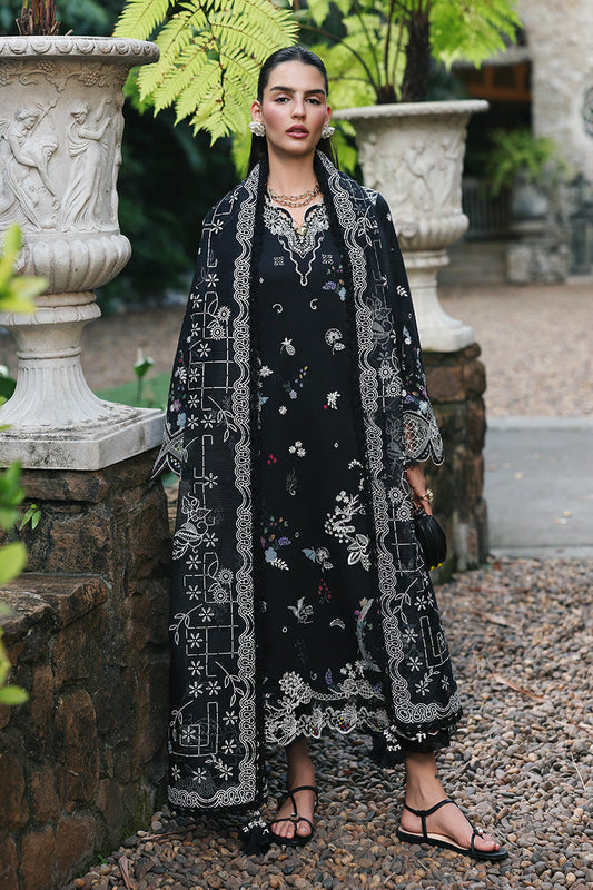 Qalamkar | Q Line Lawn Drop | RP-07 OBSIDIAN - Luxury Dress - available at Maria Faisal in UK and USA.