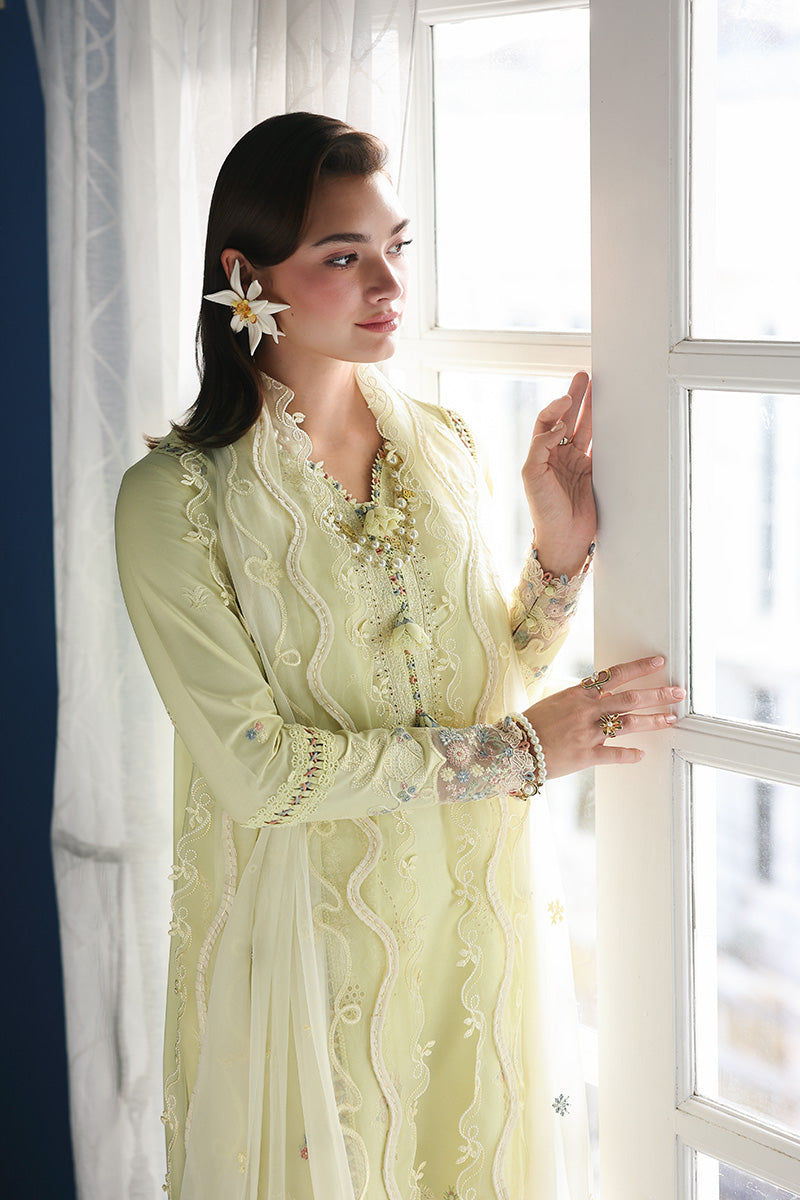 Qalamkar | Q Line Lawn Drop | RP-13 MOONSTONE - Luxury Dress - available at Maria Faisal in UK and USA.