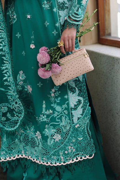  Model Wearing Bold Green Lawn Long Shirt - Qalamkar | Chikankari Eid Edit 26 |CM-07 ROGUE - Ladies Clothes - Maria Faisal