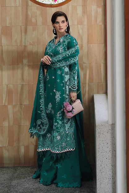  Model Wearing Bold Green Lawn Long Shirt - Qalamkar | Chikankari Eid Edit 26 |CM-07 ROGUE - Ladies Clothes - Maria Faisal