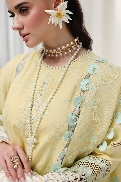  Model Wearing Lemon Yellow Lawn Long Shirt - Qalamkar | Chikankari Eid Edit 26 | CM-02 AYLA - Ladies Clothes - Maria Faisal