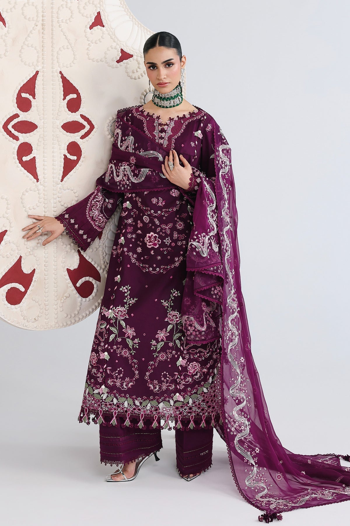 Qalamkar | Festive Lawn 26 | QFL-10 TRESA - Luxury Dress - available at Maria Faisal in UK and USA.